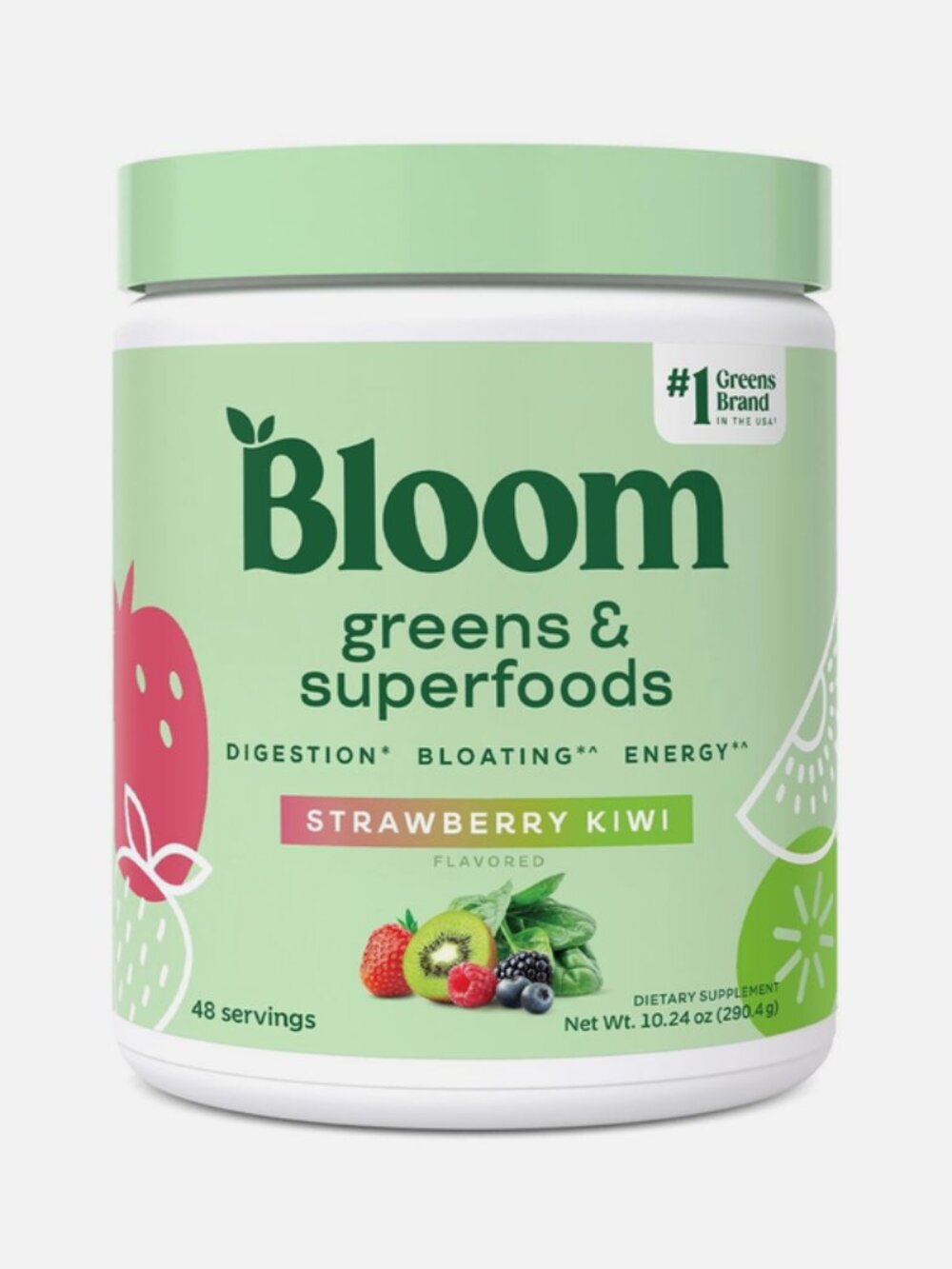 Bloom Super Greens & Superfoods Powder Strawberry Kiwi 48 Serving, EXP 11/26